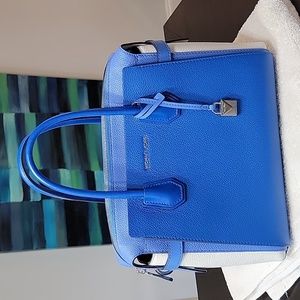 Michael Kors Blue & White Handbag with over the shoulder adjustable strap